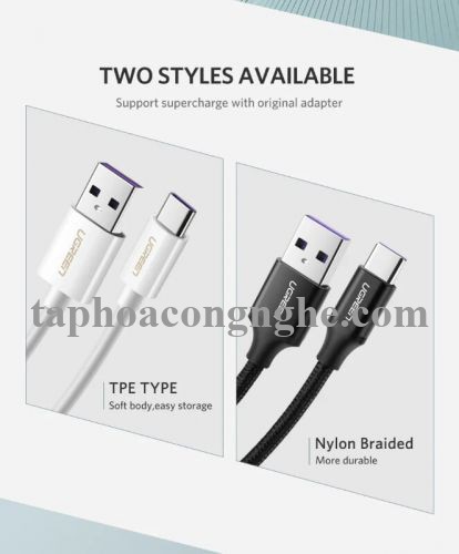 Ugreen 40887 0.5M 5A màu Trắng Dây USB sang USB Type-C vỏ ABS US253 30040887